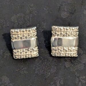 Vintage 925 Solid Sterling Silver Textured Earrings